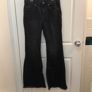 NWOT Express Mid Rise Black Fringe Bottom Flare